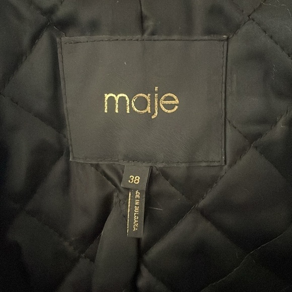 Maje- Grey Parka Coat with Fur Trim size 38= US 6 - Picture 5 of 8